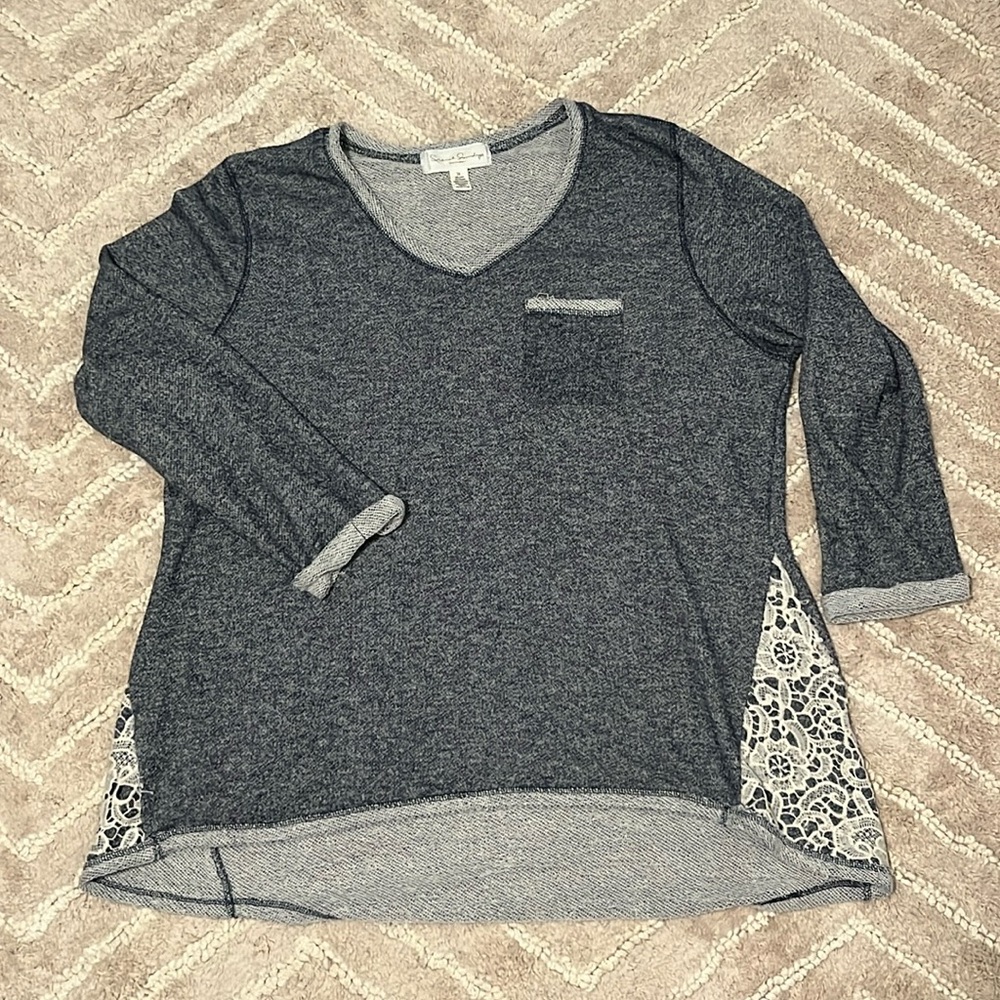 French Laundry blue sweater with front pocket